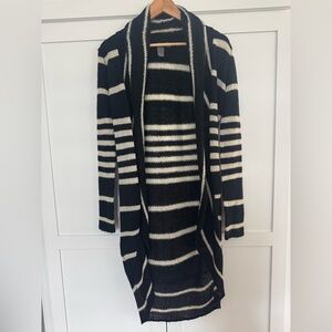 Quinn Black and White Striped Long Cardigan M